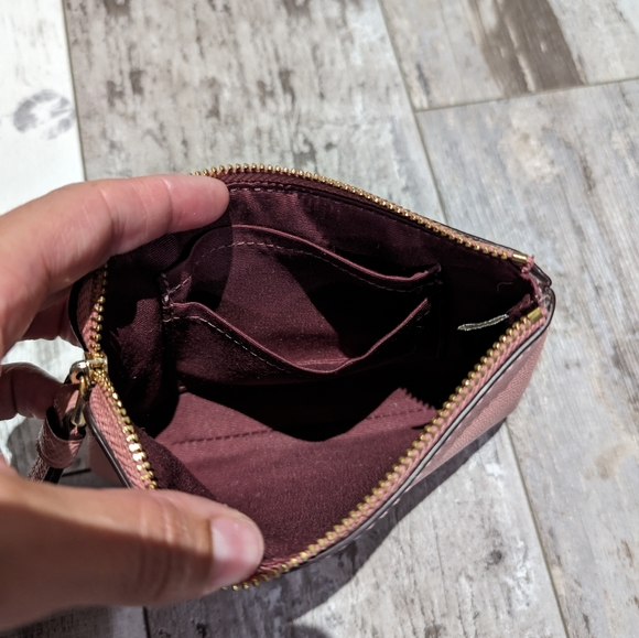 Coach Crossgrain Corner Zip Leather Wristlet Wallet Dusty Rose/Taffy - Picture 4 of 5